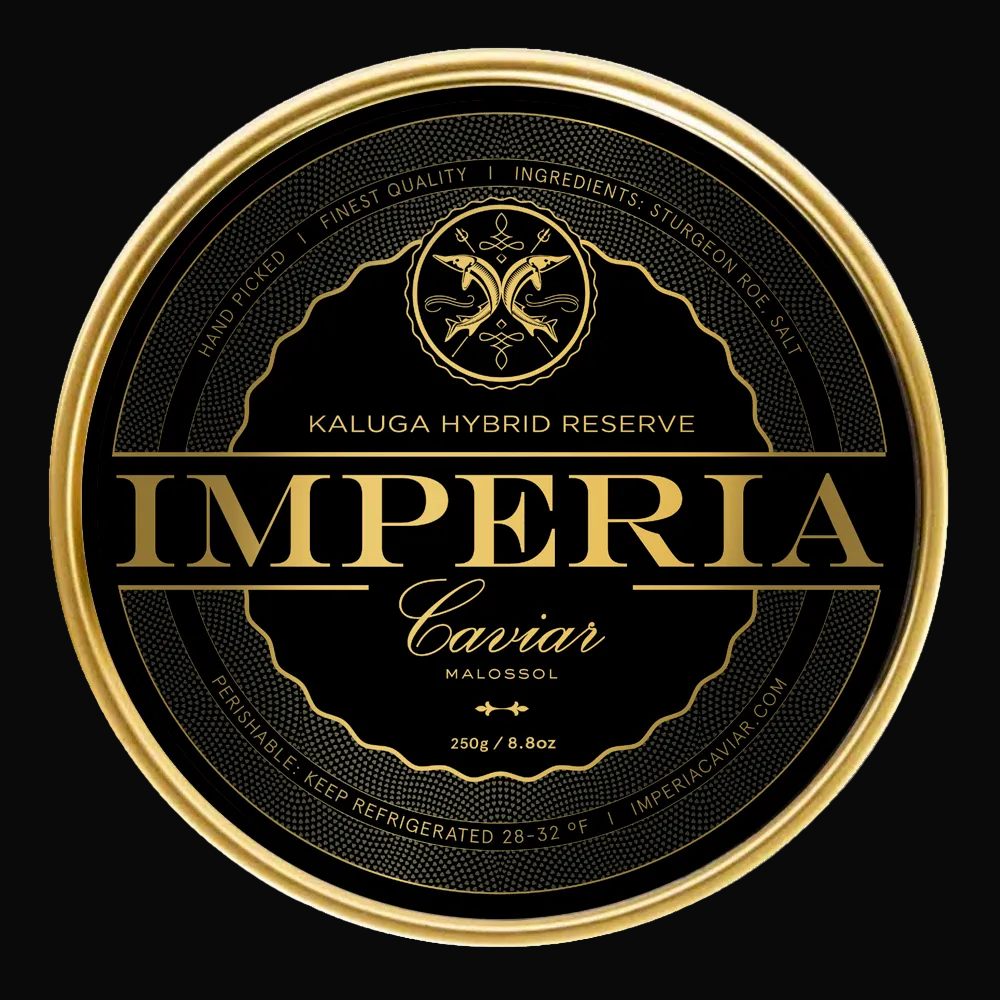 imperia caviar kaluga hybrid reserve tin on a white background