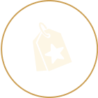Light bulb icon with a gold outline inside a circle