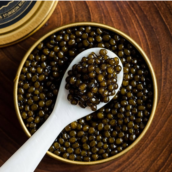 Caviar in a gold bowl