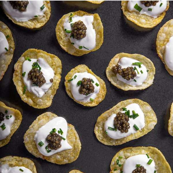 Small appetizers with caviar