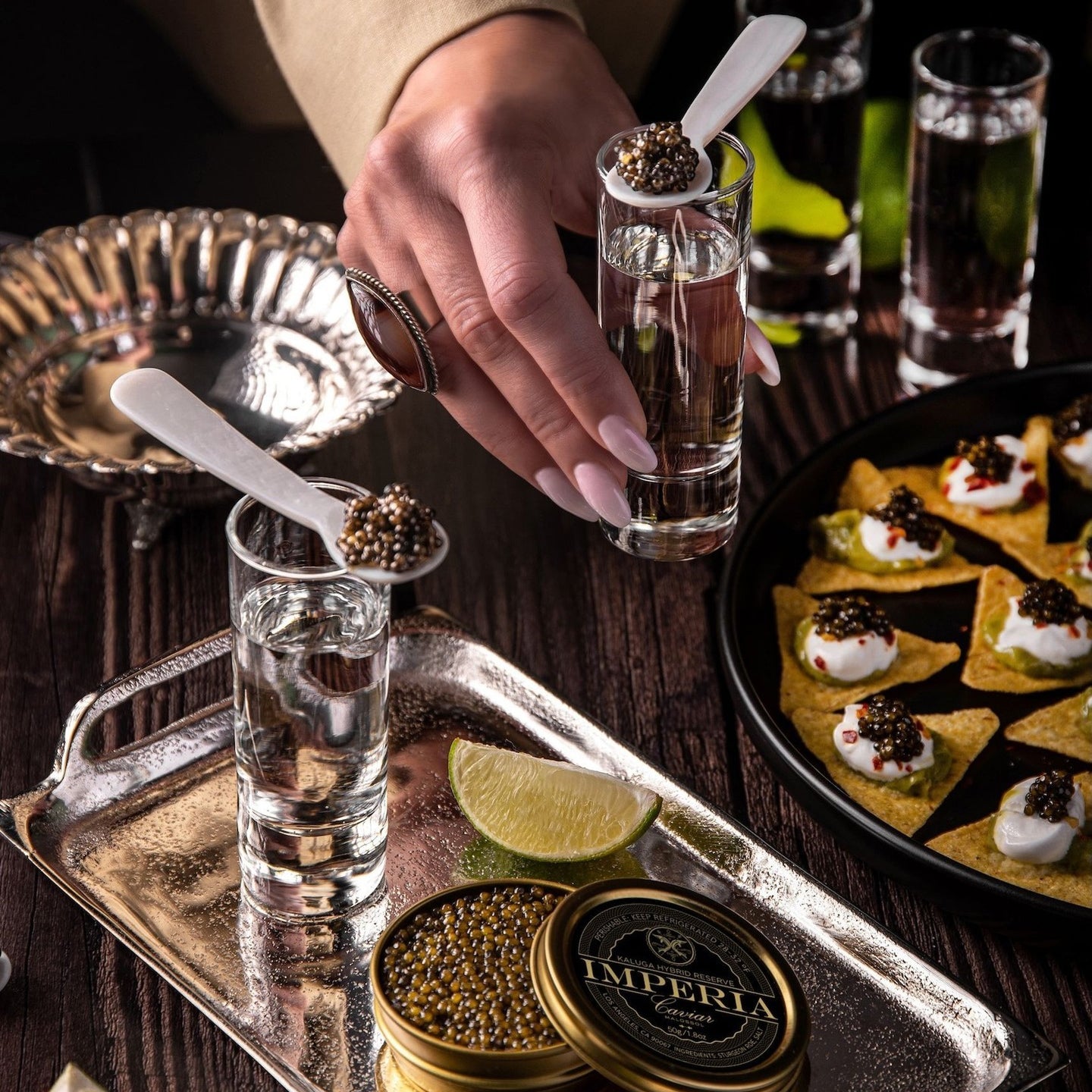 shot glass with caviar