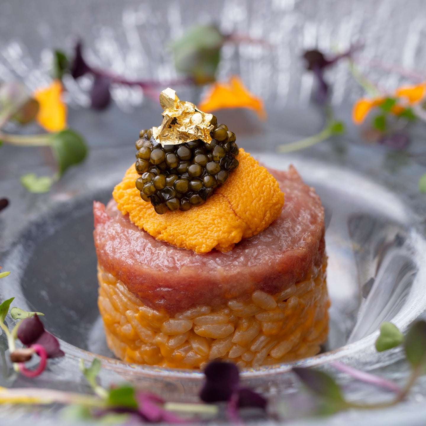 Delicate dish with caviar 