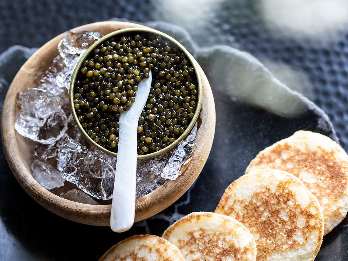 Caviar in a metal container