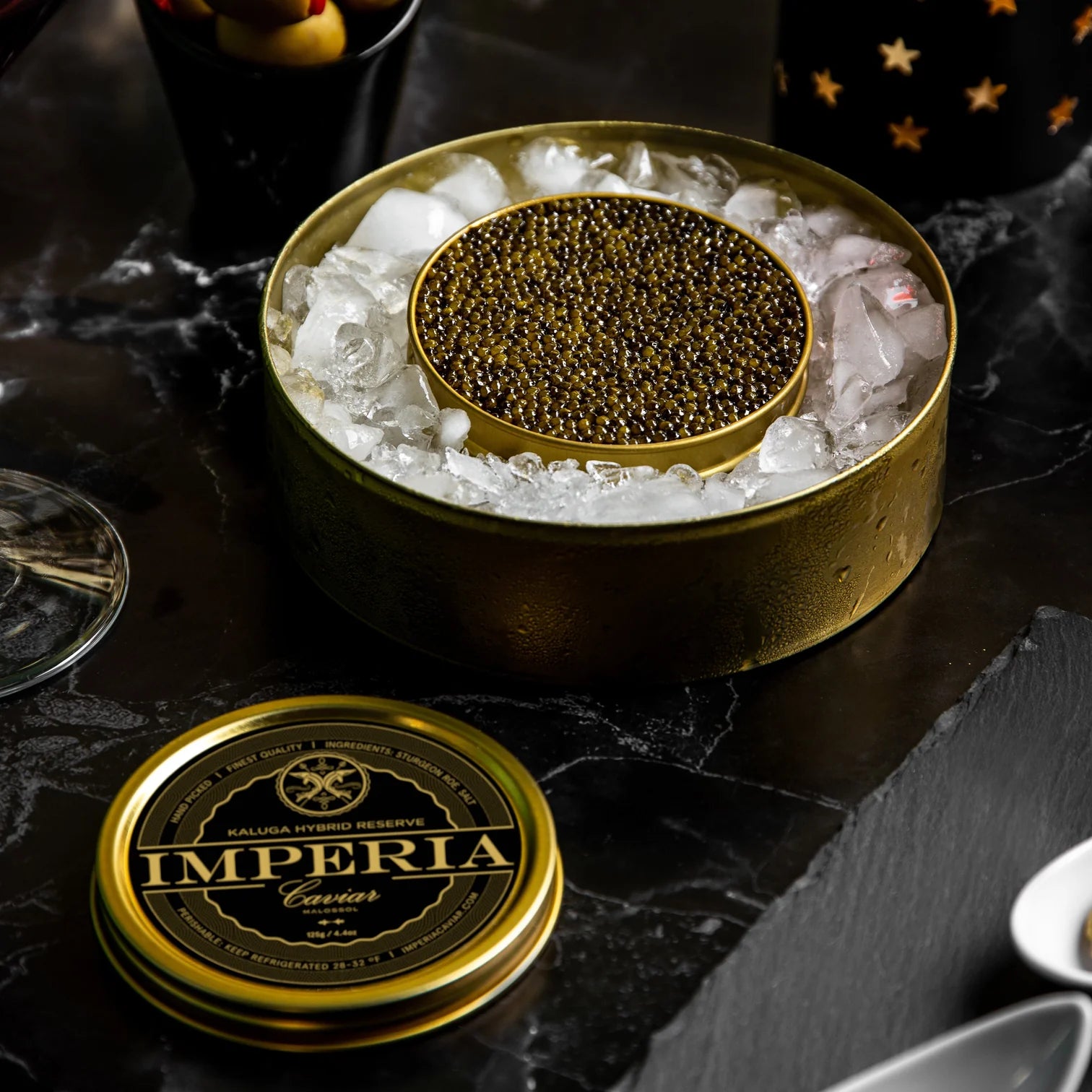METALLIC CAVIAR SERVING SET
